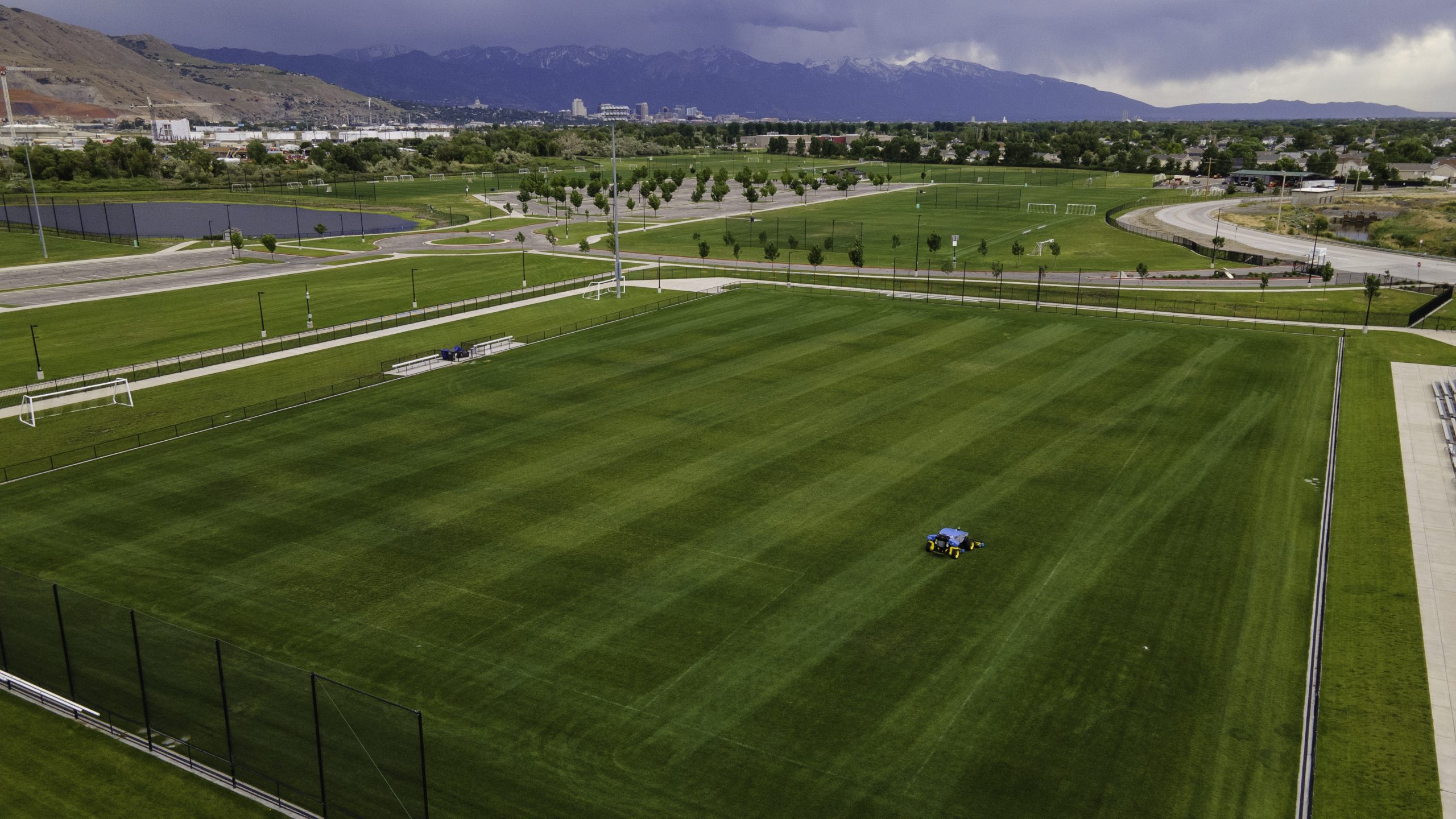 FireFly AMP mower on sports field