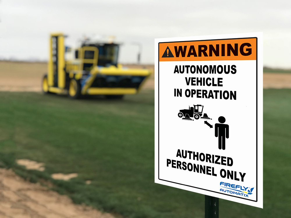 Warning signage with M220-AV in background