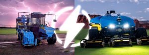 FireFly harvester and mower with glowing electric icon