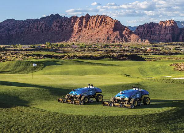 Two FireFly Automatix robotic fairway mowers at Black Desert Resort